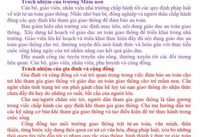 Thực hiện công văn số 300/CV-PGDĐT ngày 18/9/2023 về việc triển khai tháng an toàn giao thông năm 2023. Toàn thể cán bộ, giáo viên, nhân viên, phụ huynh, học sinh nhà trường nghiêm túc chấp hành tốt tháng an toàn giao thông 2023 ?